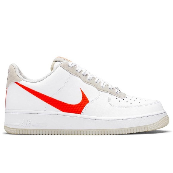 Nike Air Force 1 AF1 LV8 Low White Total Orange Swoosh Sneaker Shoes CD7409-100 - Picture 1 of 16